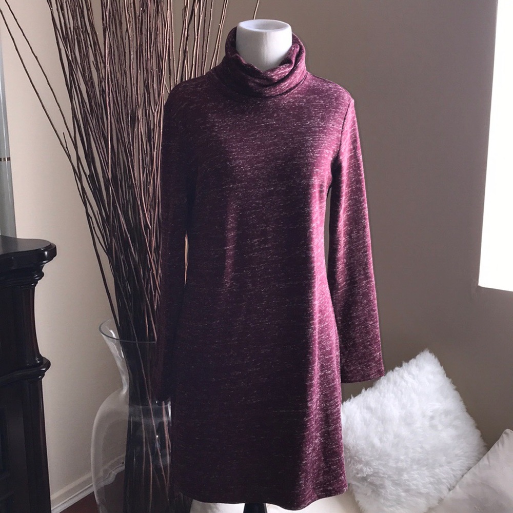 Turtle Neck Long Sleeves Shift Dress